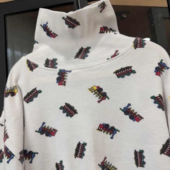 Vintage 90s Talbots Kids Trains Print Turtleneck sweater long sleeve tee toddler - Picture 5 of 6